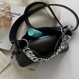 Women's Brown Shoulder Bag Chain Armpit Clutch