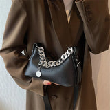 Women's Brown Shoulder Bag Chain Armpit Clutch