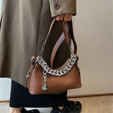 Women's Brown Shoulder Bag Chain Armpit Clutch