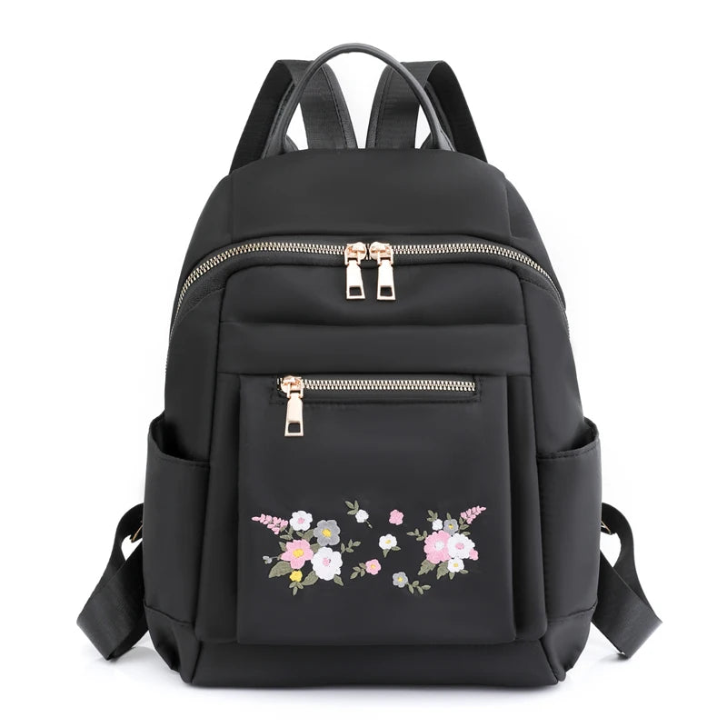 Chinese Style Embroidery Backpack, Light Waterproof Nylon Bag