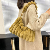 Wool Fur Shoulder Bags Winter Handbags Totes 5 Colors