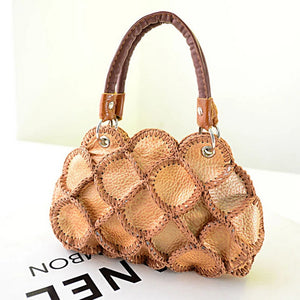 Vintage Leather Patchwork Women Handbags Top-Handle Bags