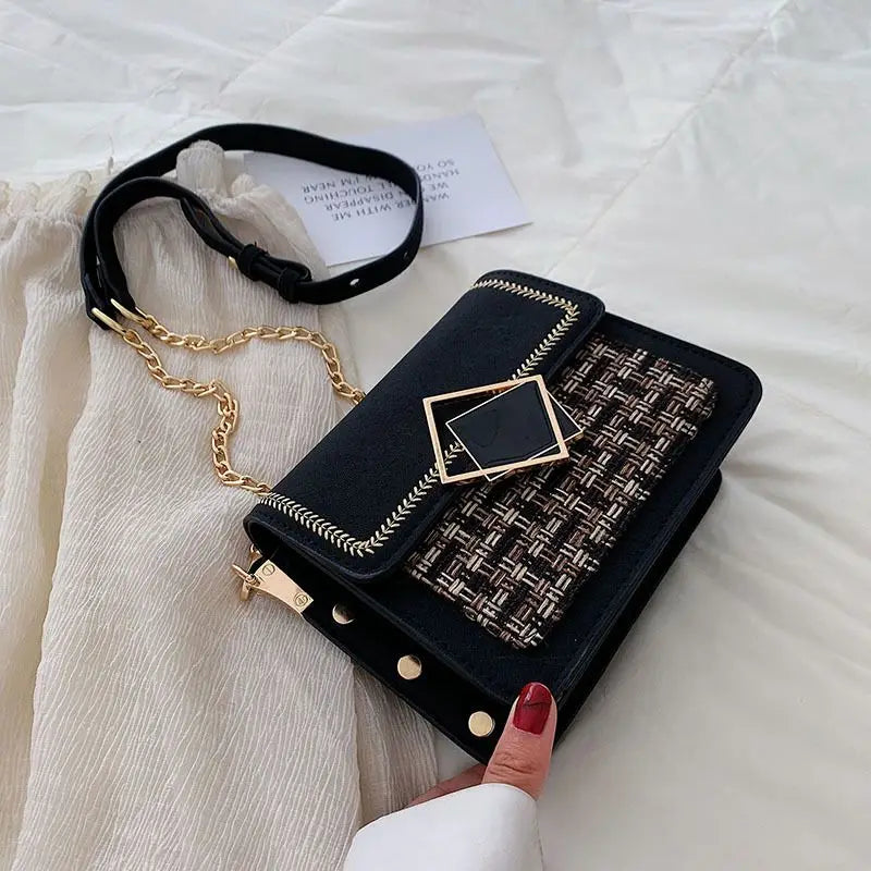 Fall Chain Shoulder Messenger Bag Weave Crossbody Bags