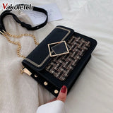 Fall Chain Shoulder Messenger Bag Weave Crossbody Bags