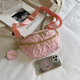 Fall Women's Chest Bag PU Leather Paneled Canvas Shoulder Bag Handbag Fanny Pack