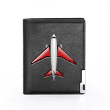 Aircraft Cover Leather Wallet Billfold Slim Credit Card/ID Holders Money Bag