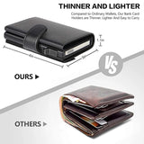 RFID Blocking Trifold Smart Men Wallets Leather Slim with Coin Pocket