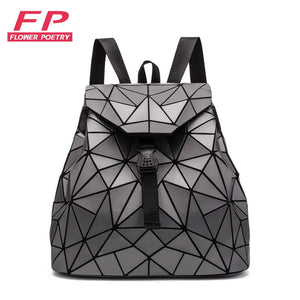 Reflective Geometric Backpack School Travel Holographic Bag Women