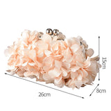 Champagne Floral Evening Bag for Women, Bridal Flower Solid Party Shoulder Bag