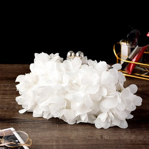 Champagne Floral Evening Bag for Women, Bridal Flower Solid Party Shoulder Bag
