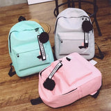 Canvas Backpack 19inch Female Schoolbag Student Bookbag Girls Travel Rucksack