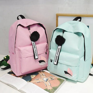 Canvas Backpack 19inch Female Schoolbag Student Girls Travel Rucksack