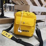 Canvas Small Square Handbag Earphone Crossbody Bag