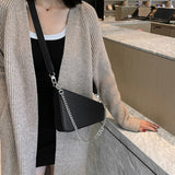 Chain Shoulder Purse Solid PU Leather Women's Personality Handbag