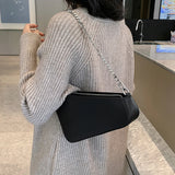 Chain Shoulder Purse Solid PU Leather Women's Personality Handbag