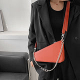 Chain Shoulder Purse Solid PU Leather Women's Personality Handbag