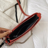 Chain Shoulder Purse Solid PU Leather Women's Personality Handbag