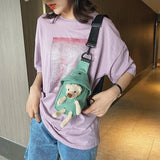 Canvas Tote Bag Solid Youth Casual Messenger Phone Bag Pocket