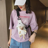 Canvas Tote Bag Solid Youth Casual Messenger Phone Bag Pocket