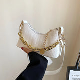 Crocodile Pattern Women Shoulder Bag Black