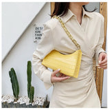 Retro Casual Women Totes Shoulder Bags Female PU Leather Solid Chain Handbag