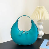 Half Moon Shape Women Bag Leather Clutch Purse Vintage Handbag