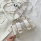 Women's Transparent Graffiti PVC Shoulder Square Sling Bag