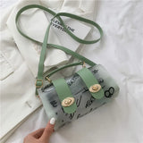 Women's Transparent Graffiti PVC Shoulder Square Sling Bag