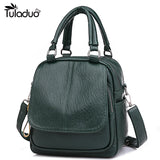 High Women Backpacks Function Leather Ladies Chains Small Backpack
