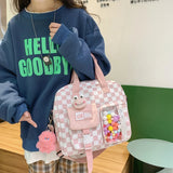 Japanese Plaid Shoulder Backpack Schoolbag