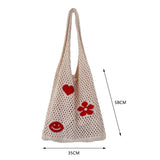 Knitted Large Capacity Shoulder Bag Ladies Casual Beach Mesh Hollow Flower Woven