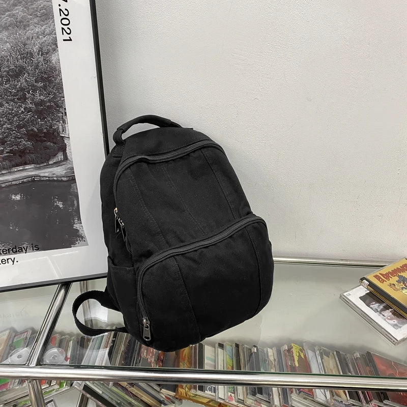 Canvas School Backpack Girl Travel Student Bag College Small Backpack