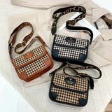 Plaid Shoulder Bag Warm Messenger Girls School Shopping Mobile Phone Bag