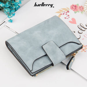 Vintage Matte Women Wallet Zipper Short Clutch Solid
