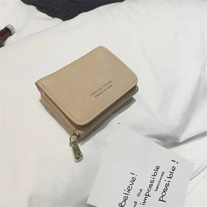 Matte Vintage Lady Letter Wallet Zipper Short Clutch