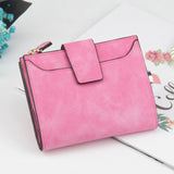 Vintage Matte Women Wallet Zipper Short Clutch Solid