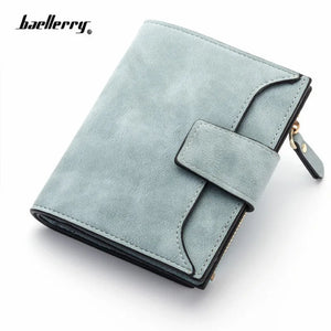 Vintage Matte Women Wallet Zipper Short Clutch Solid