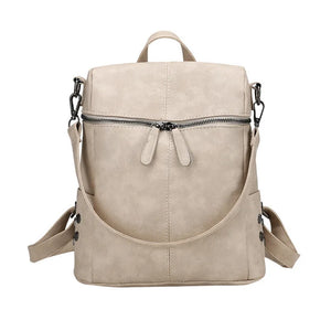 Waterproof Leather Backpack Women Purses Zipper Female Casual