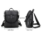 Waterproof Leather Backpack Women Purses Zipper Female Casual