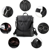 Waterproof Leather Backpack Women Purses Zipper Female Casual