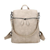 Waterproof Leather Backpack Women Purses Zipper Female Casual