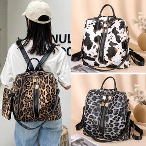 Leopard/Cow Printed Backpack Women Casual Korea Style Dual-Use Backpack/Shoulder