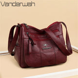 Crossbody Bag Pu Leather Soft Messenger Bags Retro Woman