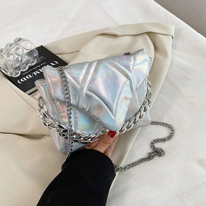 Small Square Cross Body Handbag Green Purple Gothic Bag