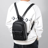 Men Leather Backpack Small Shoulder Bags for Male High Pu Mini Crossbody Bag