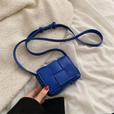 Square Weave Bags PU Leather Shoulder Crossbody Bags for Women