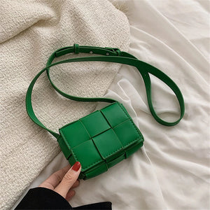 Square Weave Bags PU Leather Shoulder Crossbody Bags for Women