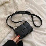 Square Weave Bags PU Leather Shoulder Crossbody Bags for Women