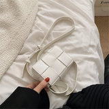 Square Weave Bags PU Leather Shoulder Crossbody Bags for Women