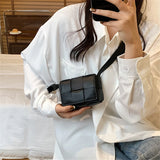 Square Weave Bags PU Leather Shoulder Crossbody Bags for Women